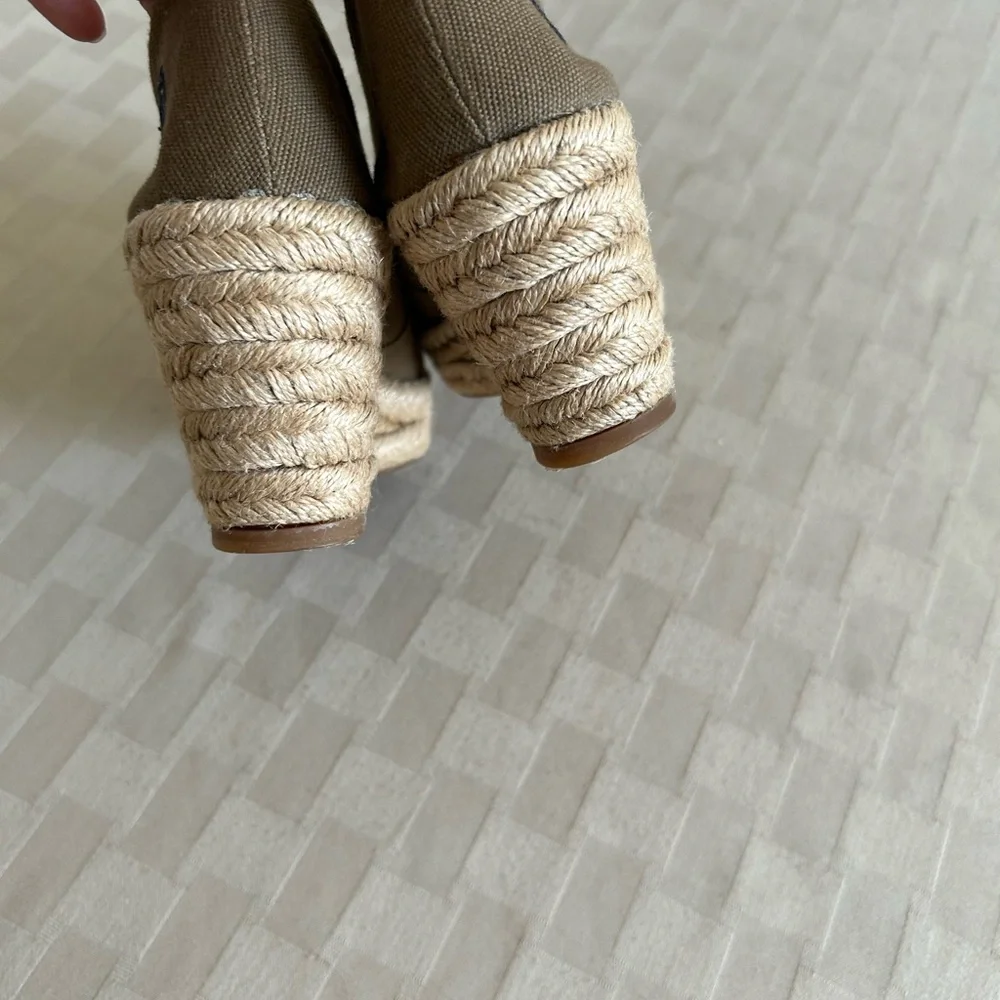 Tory Burch Filipa Cris’s Cross Espadrilles Platform Wedge Pumps